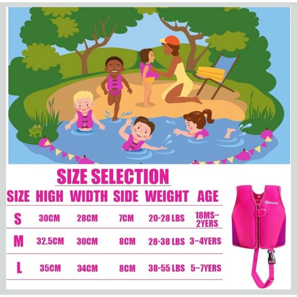 Genwiss Baby Girl Swim Vest Toddler 2 Years Baby Toddler Fit 20-28 lbs Pink - Picture 6 of 10